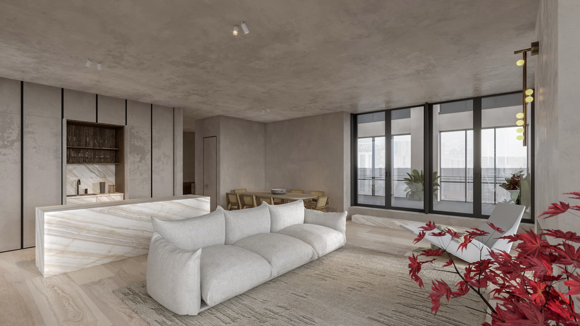 Space detail with textural contrast