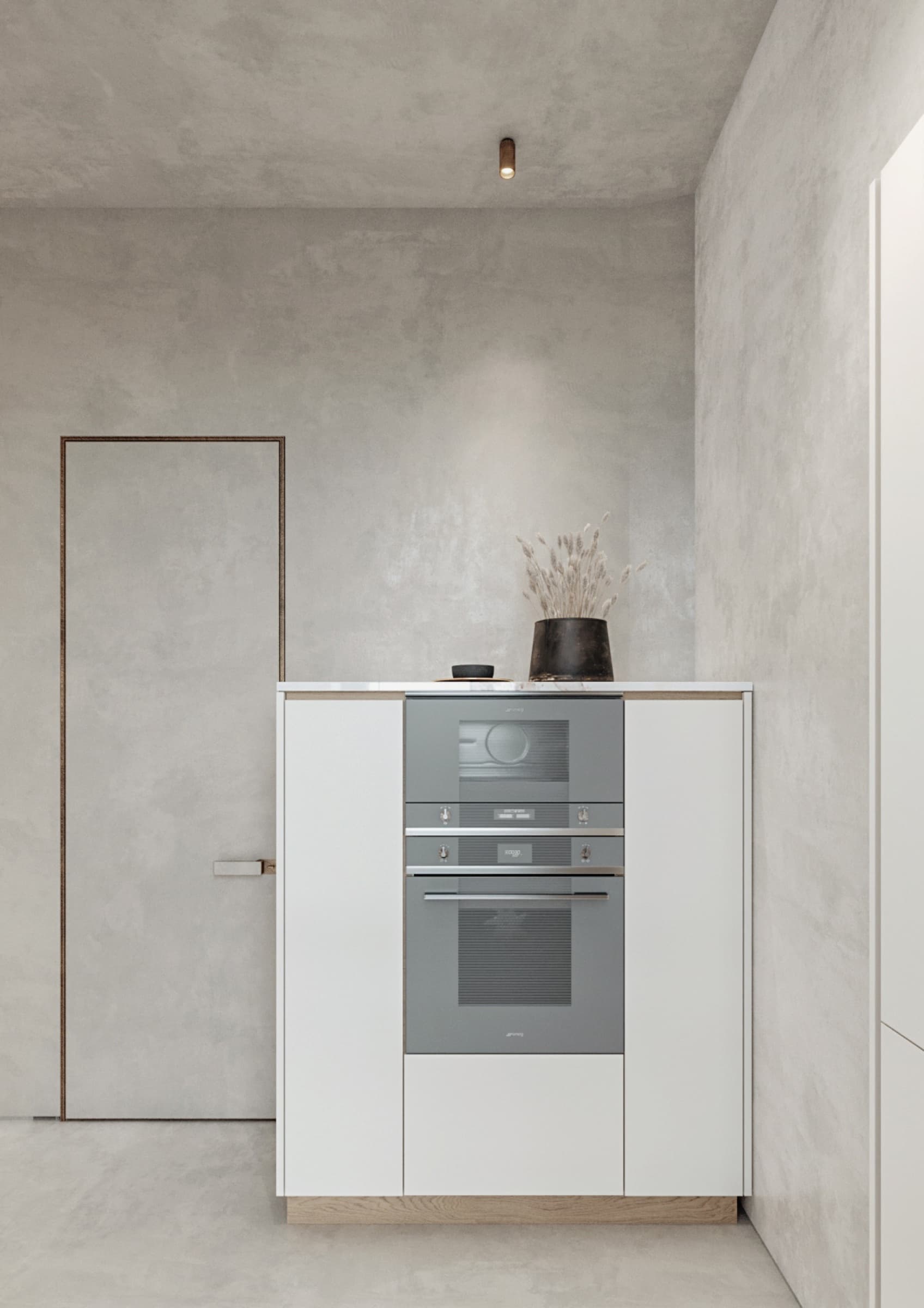 Kitchen detail with veined marble countertop